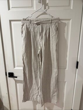Women's Linen-Blend Pinstripe Pants — Cream
